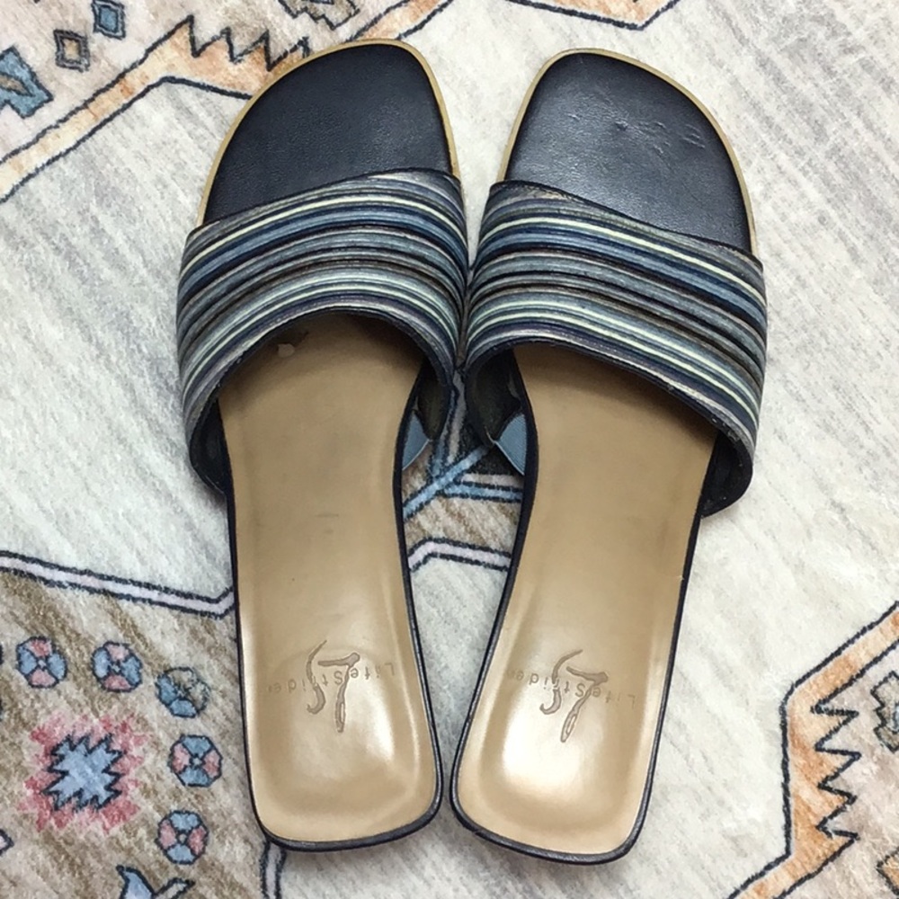 🔹Life Stride ‘Sizzle Blue Multi’ Mule Wedge Heel Sandals Sz.10